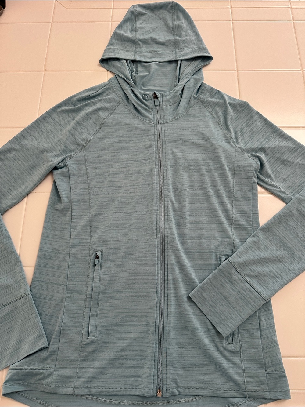 Athleta Light Teal Zip-Up Hooded Active Jacket